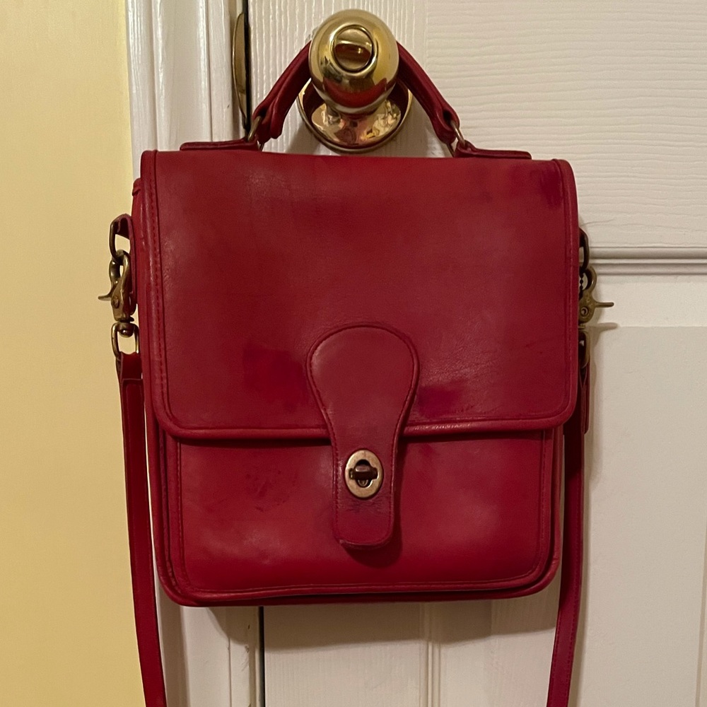 Vintage Coach Crossbody Bag Genuine Leather Red